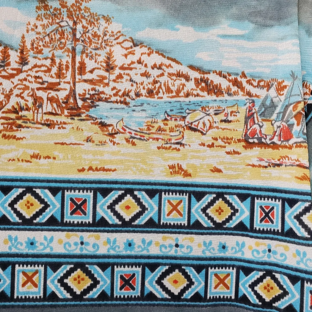 Vintage 70s Levi's Shirt Native American Print Short Sleeves Size Medium